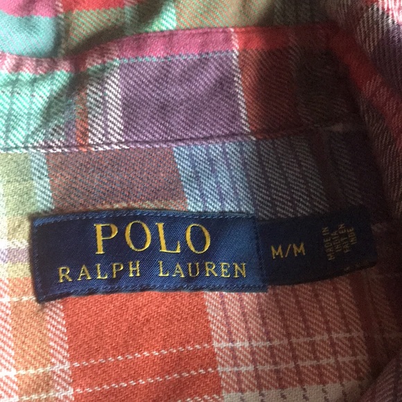 🚨B2G1 POLO RALPH LAUREN Purple Red Green Orange 2 Pockets Cotton Long Sleeve - Picture 4 of 4
